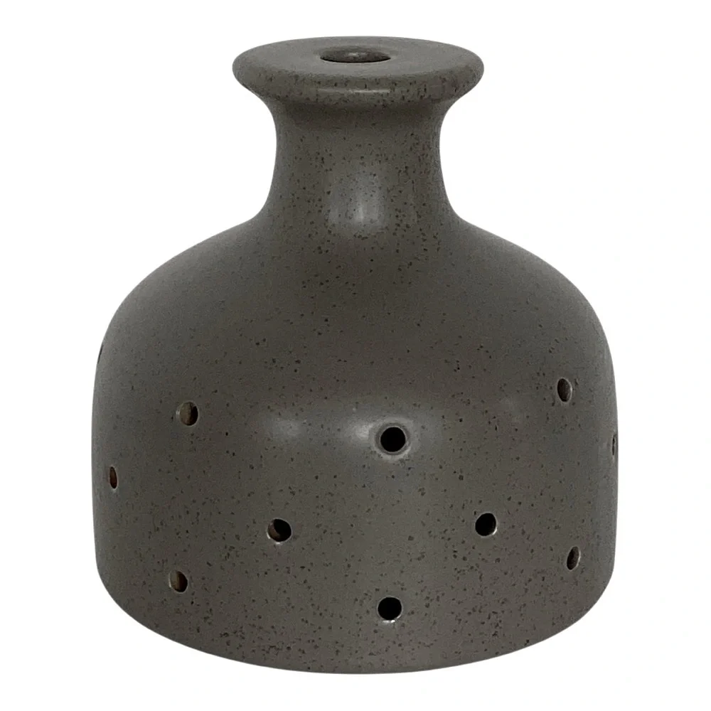 Wabi Sabi Luminary Pendant Light Fixture Shade Pierced Perforated Gray Ceramic